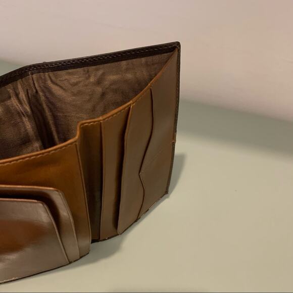 Vintage Raleighs Wallet Leather Bifold 2 Tone Brown Brass Italy 3.75 x 6.5 - Picture 10 of 14